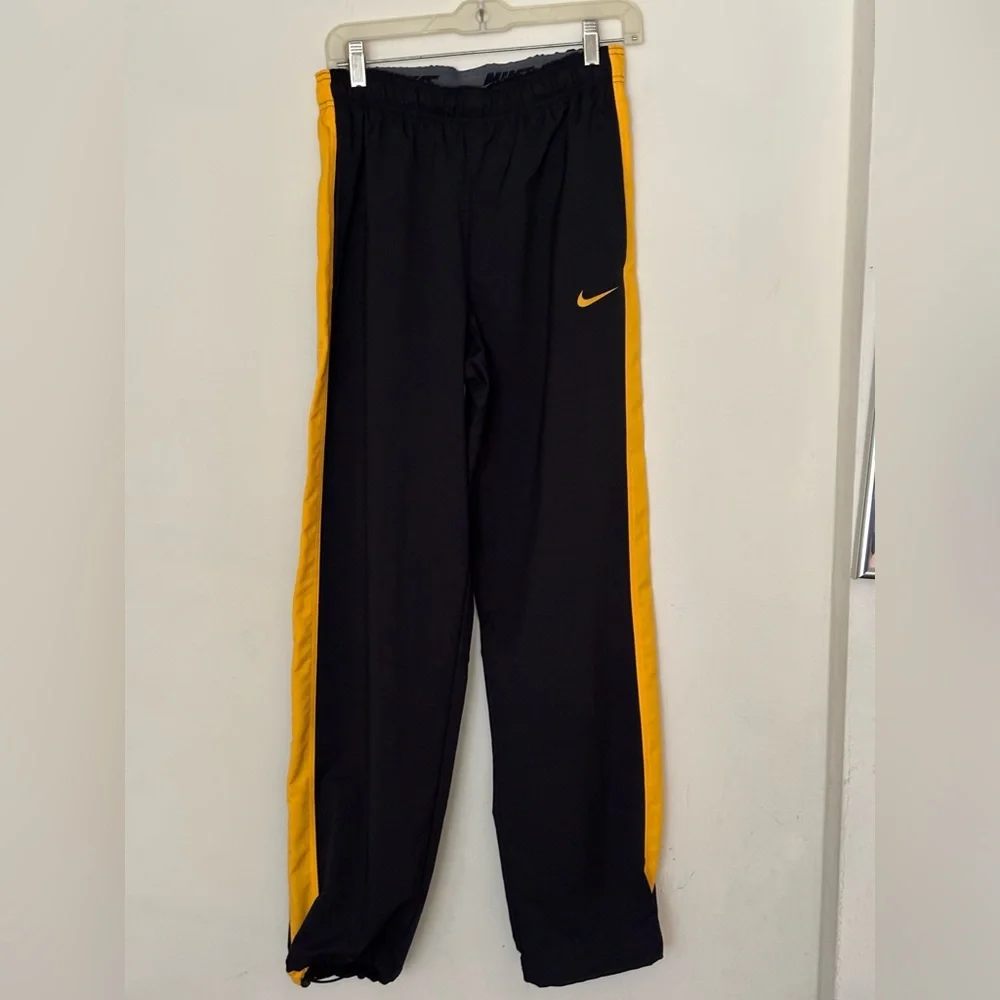 Nike Black and Yellow Sweatpants with Elastic Cuffs